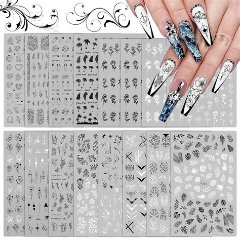 EBANKU 16 Blatt Nagelaufkleber Selbstklebend Nagelsticker Blumen Nagel