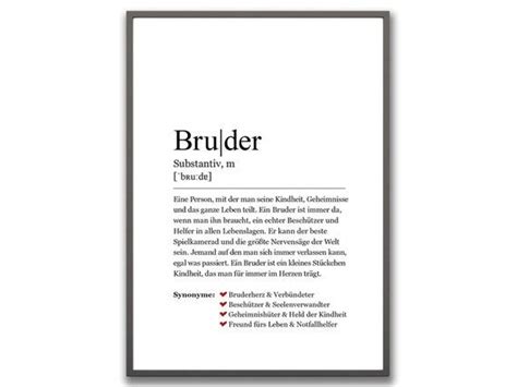 Bruder Bild Poster Wandbild Familie Geschenkidee Deko Din A4 Wörterbuch