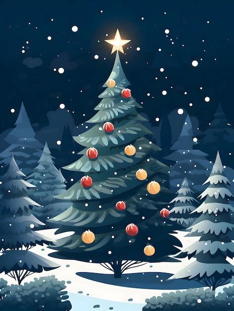 Premium Vector Winter Christmas Tree Flat Illustration For The