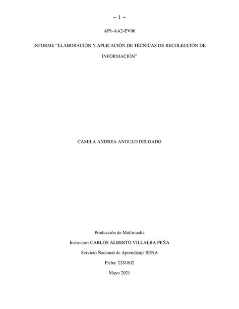 AP1 AA2 EV06 Informe Elaboración y aplicación de técnicas de