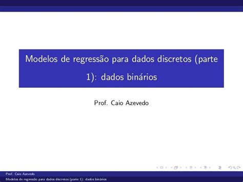 Pdf Modelos De Regress O Para Dados Discretos Parte Dados