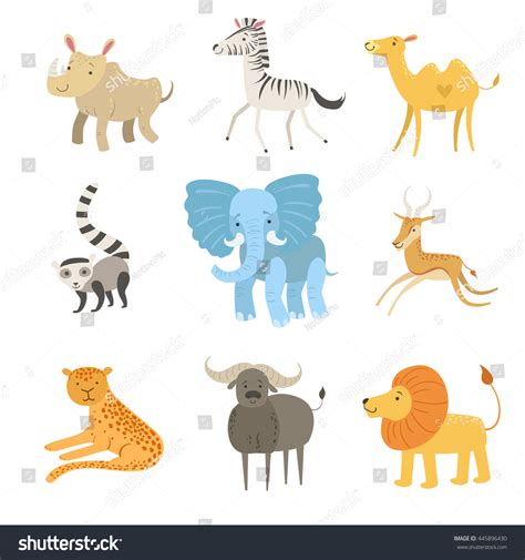 African Animals Illustration Set Stock Vector Royalty Free 445896430