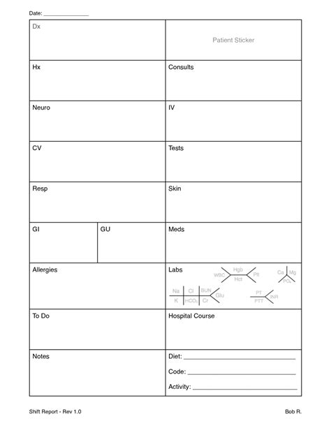 Nursing Home Report Sheets For Nurses