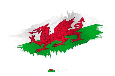 Premium Vector Painted Brushstroke Flag Of Wales With Waving Effect