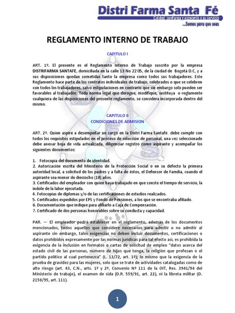 Reglamento Interno De Trabajo Dfs