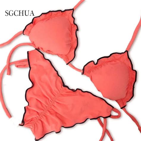 SGCHUA Brasileño Biquini Sexy Micro Rojo Azul Amarillo Traje De Baño Mujer Bikini Pink Thong