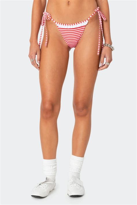 Edikted Zora Striped String Bikini Bottom XS 56 Requests Flip App