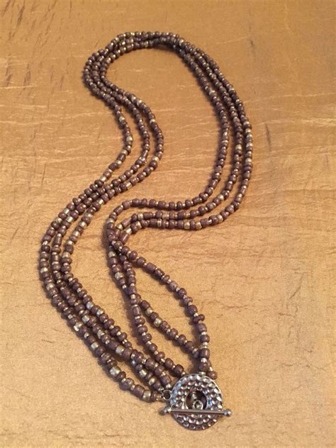 Glass Seed Bead Necklace With Metal Toggle Clasp