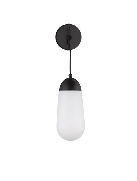 Nova Luce Wall Luminaires Blaky Matt Black Metal Opal Glass