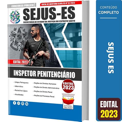 Apostila Concurso Inspetor Penitenciário Sejus Es 2023 Solução Cursos