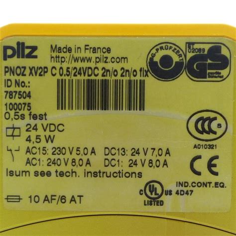 Maschinenteil Pilz Safety Relay Pnoz Xv P C Vdc N O N O Fix