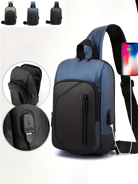 Men Anti Theft Chest Bag Shoulder Bags USB Charging Crossbody Package