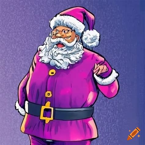 Purple Santa In A Comic Style