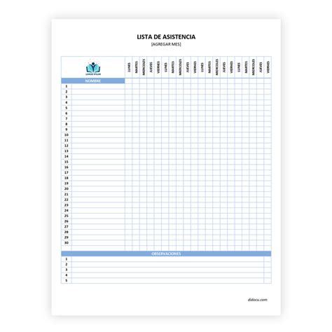 Lista De Asistencia En Word Editable Gratis Didocu