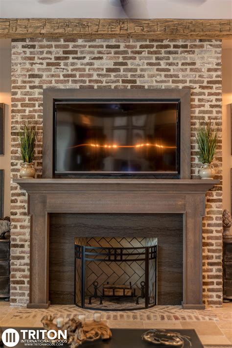 Reclaimed Brick Fireplace Also Provided Reclaimed Beams Mantel And Tv Enclosure Reclaimed