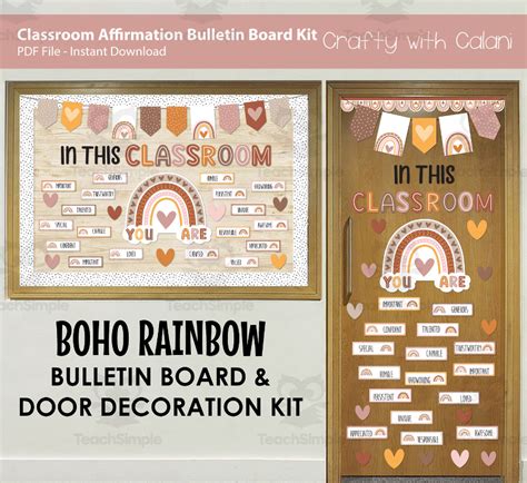 Boho Rainbow Positive Affirmation Classroom Bulletin Board Kit By Teach