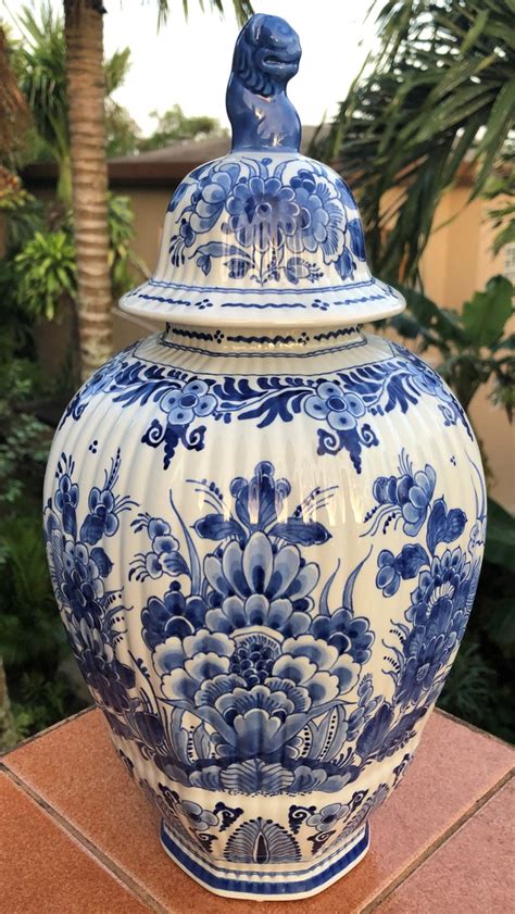 S Antique Old Delft Ginger Jar Vase Delfts Blauw Etsy