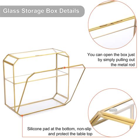 ELLDOO 2 Tier Clear Glass Storage Box Gold Jewelry Makeup Display