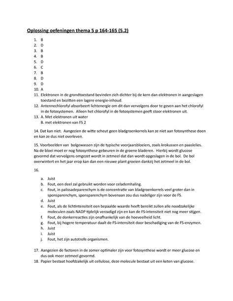 Bio 5 2 Oplossing Oefeningen Thema 5 P 164 165 B 2 D 3 B 4 B 5 D