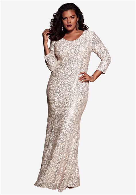 Sequin Lace Dress Plus Size Dresses Roamans