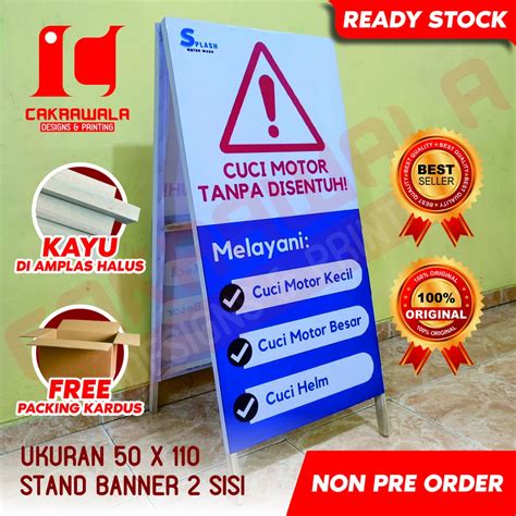 Jual Stand Banner Kayu Cuci Motor Tanpa Sentuh Ukuran X