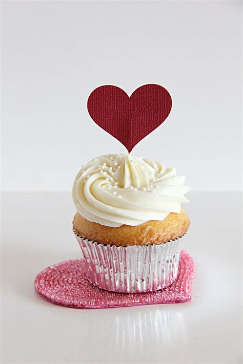 Valentines Day Cupcake Toppers Red Hearts Valentines Day