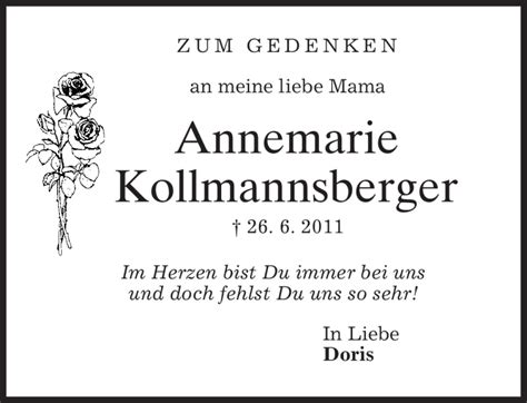 Traueranzeigen Von Annemarie Kollmannsberger Trauer Merkur De