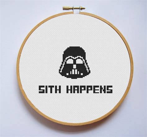 Star Wars Cross Stitch Pattern Geek Funny Xstitch Sith Happens Etsy