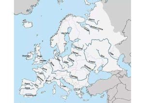 Map of Europe Rivers - Print World Maps