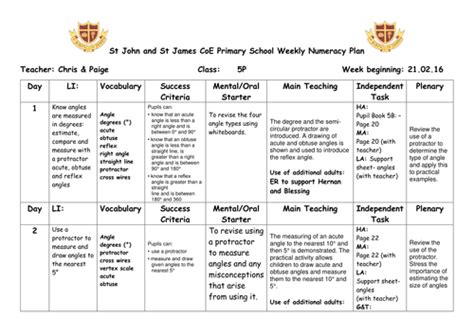 Year 5 Lesson Plan Measure And Draw Angles Teaching Resources