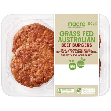 Macro Grass Fed Beef Burger 500g Woolworths