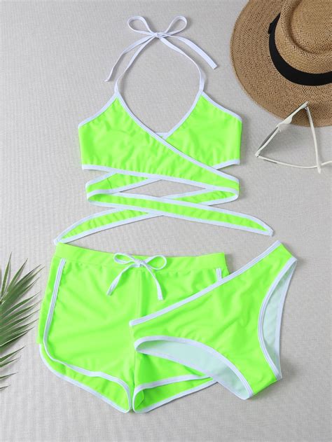 Girls Contrast Binding Bikini Swimsuit Artofit