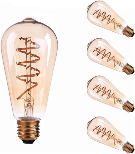 Century Light 3w Spiral Flexible Led Filament Light St64 25 Watt Edison Bulb Equivalent Globe