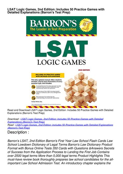 PDF READ ONLINE LSAT Logic Games 2nd Edition Includes 50 Practice