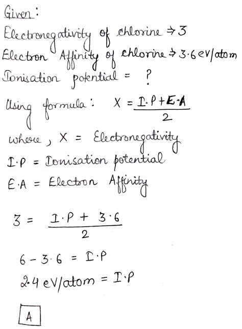 Electronegativity of chlorine is three. Electron affinity of chlorine ...