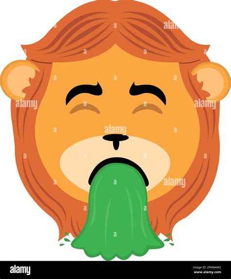 Vector Illustration Face Of A Lion Cartoon Vomiting Stock Vector Image
