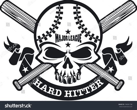 Baseball Skull Crossed Baseball Bats Banner Stock Vector Royalty Free