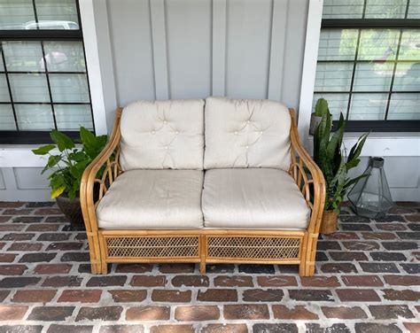 Vintage Rattan Bamboo Loveseat Midcentury Rattan Loveseat Bamboo