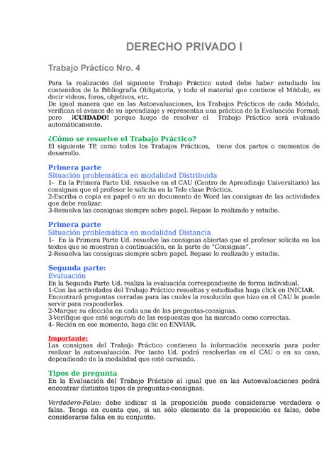 Práctico 4 Trabajo Practico DERECHO PRIVADO I Trabajo Práctico Nro