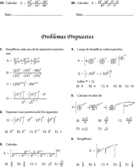 Leyes De Los Exponentes Ejemplos Resueltos - itan