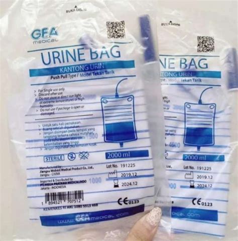 Jual Urine Bag Push Pull PACK Isi 10 Kantong Urin Model Tekan Tarik 2L