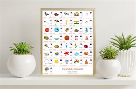 Gujarati Alphabet Chart Gujarati Vowels And Gujarati Etsy