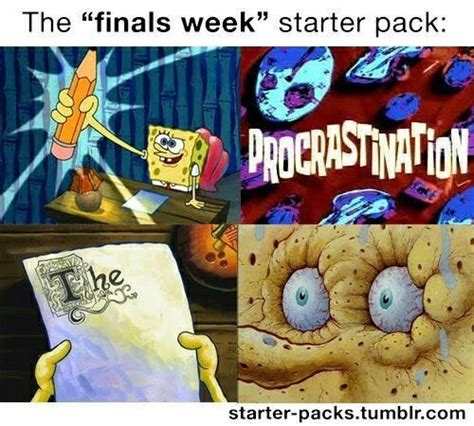 Spongebob finals week starter park | Funny starter packs, Finals memes ...