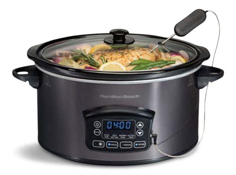 Hamilton Beach Programmable Defrost Slow Cooker Black 6 Qt Canadian