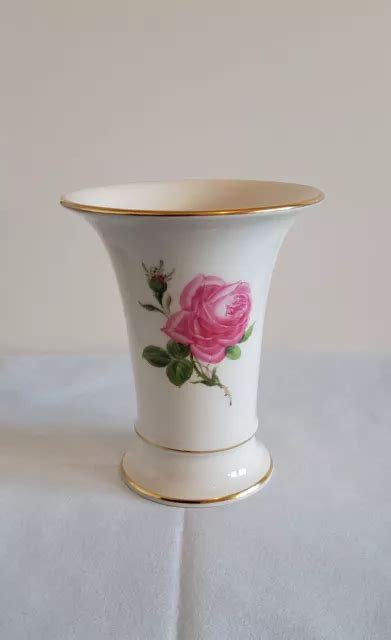 Meissen Porzellan Vase Rote Rosen Goldrand Um Fast Cm Hohe