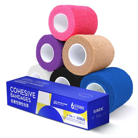 Risen Cohesive Bandage 2”x5 Yards 6 Rolls Self Adherent Breathable