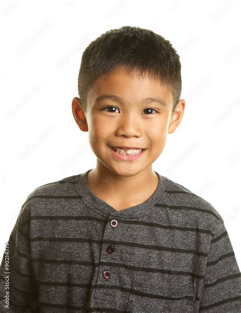 Cute, Handsome Filipino Boy Smiling on White Background Stock Photo ...