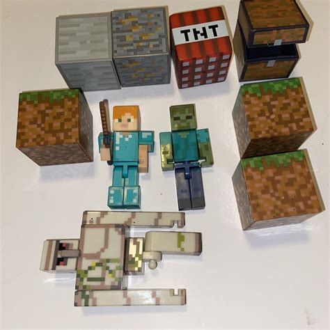 Minecraft Mojang Action Figure Alex Diamond Armor 3 Tall Creeper Blocks Ebay