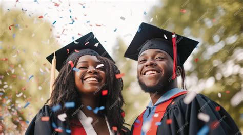 Premium Photo | Happy African American Graduating Students Celebrating ...