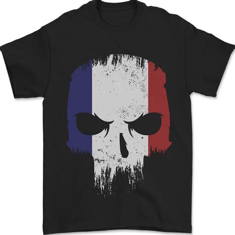 Französisch Totenkopf Frankreich Fitness Biker Flagge Herren Maglietta